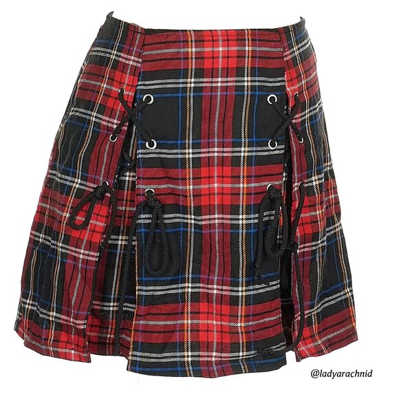 LIP SERVICE Y2K Mall Goth Punk and Disorderly red/black tartan mini skirt - Picture 2 of 7